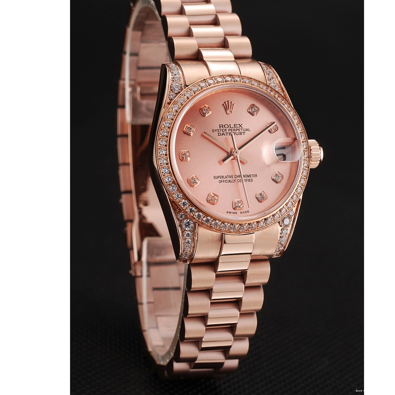 AAA Replica Watches Bracelet Case Rolex Gold Dial Swiss DateJust 1453977 Diamond Rose Rose Gold 0819
